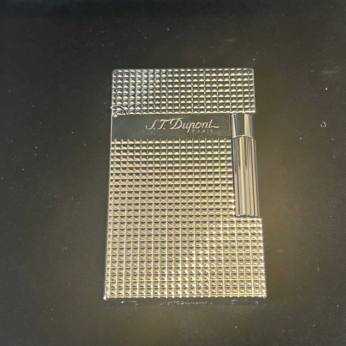ST DuPont Style Ligne 2 - Dual Flame - Silver Diamond Head Lighter