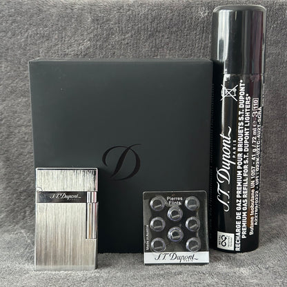 Luxury ST Dupont Dual Flame Lighter - Silver-Dupe