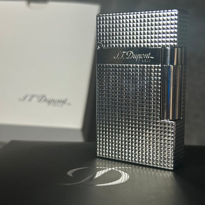 ST DuPont Style Ligne 2 - Dual Flame - Silver Diamond Head Lighter