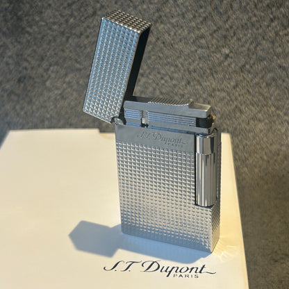 ST DuPont Style Ligne 2 - Dual Flame - Silver Diamond Head Lighter